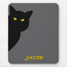 Die gelbe Augen, schwarze Katze, die dich persönli Mousepad