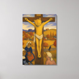 Die Gelbe Christ-Katzen – Gauguin-inspirierte Feli Leinwanddruck