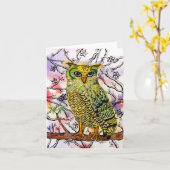 Die gelbe Eule-Notecard Karte (Gelbe Blume)