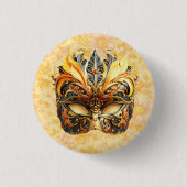 Die gelbe Federmaske im Blumenmuster Button (Vorderseite)