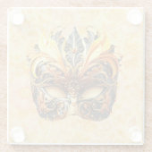 Die gelbe Federmaske im Blumenmuster Glasuntersetzer (Rückseite)