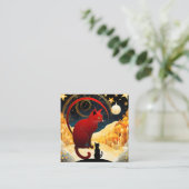 Die gelbe goldene Fantasiekatze ist eine prächtige Quadratische Visitenkarte (Stehend Vorderseite)