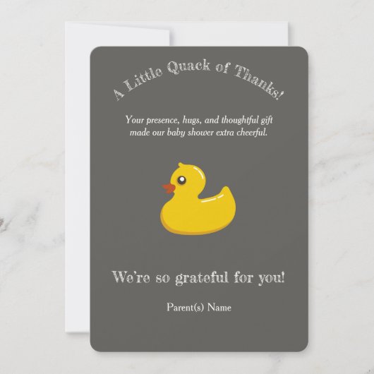 Die gelbe Gummidusche - vielen Dank Einladung (Vorderseite)