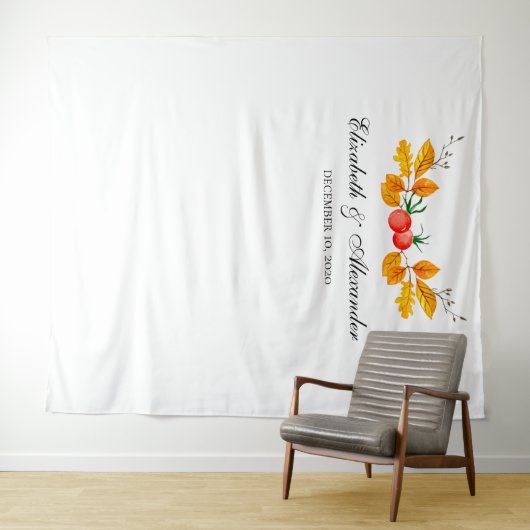 Die gelbe Herbstkulisse Hintergrund der Hochzeit i Wandteppich (Beispiel (Horizontal))