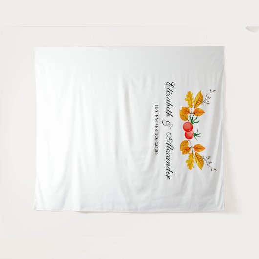 Die gelbe Herbstkulisse Hintergrund der Hochzeit i Wandteppich (Vorderseite (Horizontal))