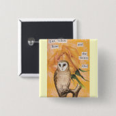 Die gelbe Rose und die köstliche Eule Button (Vorne & Hinten)