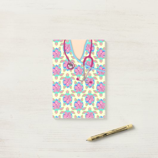 Die gelben medizinischen Insel-Schildkröten Post-it Klebezettel (Auf Schreibtisch)