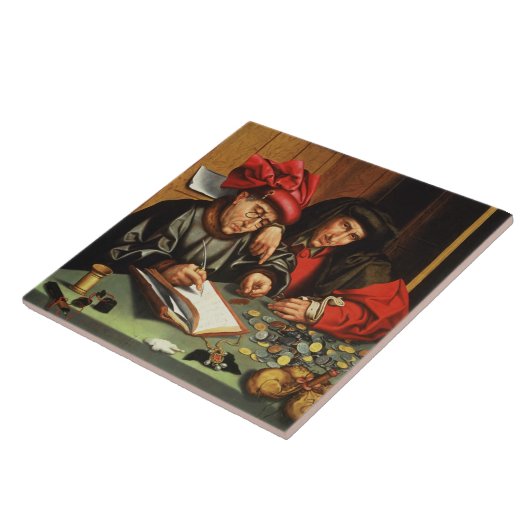 Die Geldgeber (Öl auf Eichenplatte) Fliese (Seite)