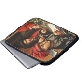 Die Geldgeber (Öl auf Eichenplatte) Laptopschutzhülle (Vorne Knopf)