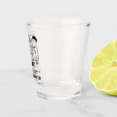 Die Geldmaschine lacht beim Cartoon des Kunden. Schnapsglas (Rechts)