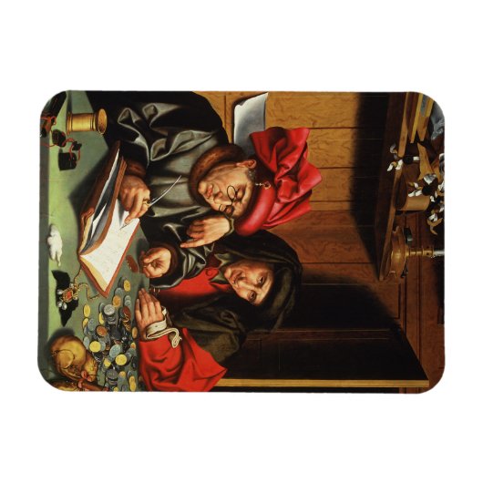 Die Geldverleiher (Öl auf Eichenplatten) Magnet (Horizontal)