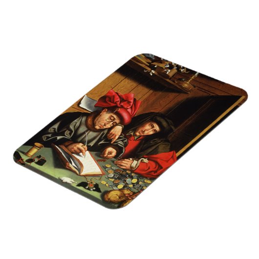 Die Geldverleiher (Öl auf Eichenplatten) Magnet (Linke Seite)