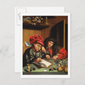 Die Geldverleiher (Öl auf Eichenplatten) Postkarte (Vorne/Hinten)