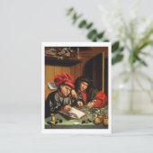 Die Geldverleiher (Öl auf Eichenplatten) Postkarte (Stehend Vorderseite)