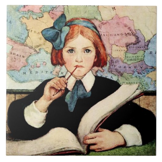 Die Gelehrte von Jessie Willcox Smith Fliese (Vorderseite)