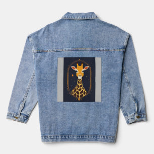 Die gemalte Giraffe   Minimalistisches Logo-Design Jeansjacke