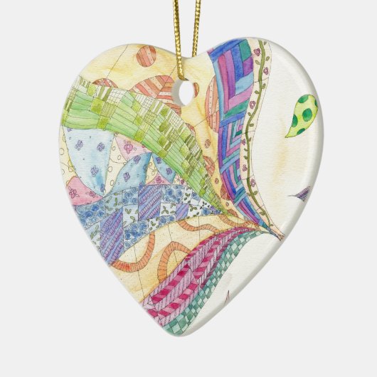 Die gemalte Steppdecke Keramik Ornament (Links)