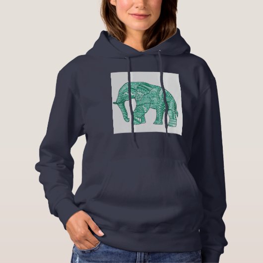 Die Gemusterte Elefantenhoodie der Frauen Hoodie (Vorderseite)