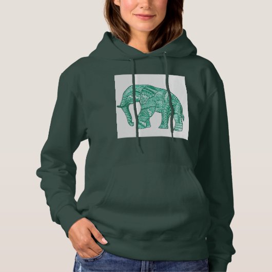 Die Gemusterte Elefantenhoodie der Frauen Hoodie (Vorderseite)