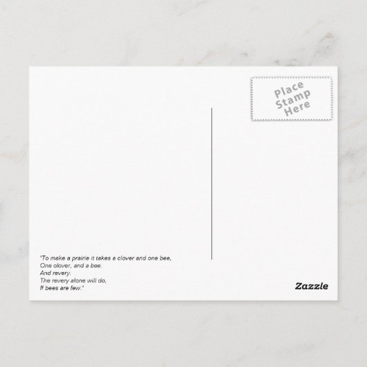 "Die Genesung allein wird..." — Emily Dickinson. Postkarte (Rückseite)