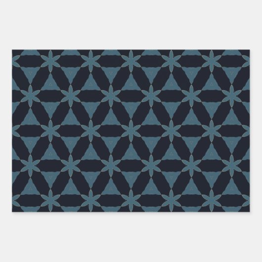 Die geometrische Blume von Weihnachten in dunkelbl Geschenkpapier Set (Vorderseite 2)