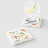 Die geometrischen Ecken des Retro Mitteljahrhunder Steinuntersetzer (Seitenansicht)