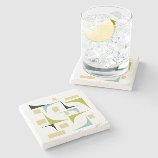 Die geometrischen Ecken des Retro Mitteljahrhunder Steinuntersetzer (Seitenansicht)