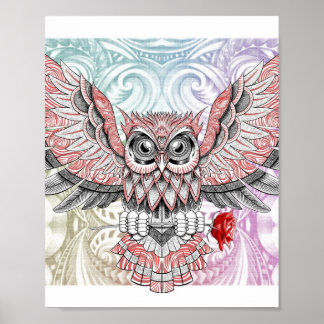 Die Geschenk-Eule — Surrealer Eulen-Art-Poster Poster
