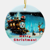 Die Geschenkbahn - Weihnachtslandschaft Keramik Ornament (Vorne)