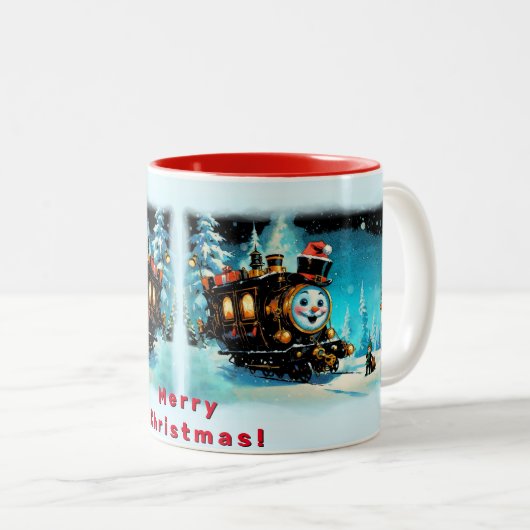 Die Geschenkbahn - Weihnachtslandschaft Zweifarbige Tasse (VorderseiteRechts)