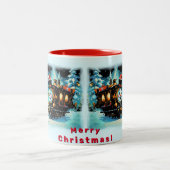 Die Geschenkbahn - Weihnachtslandschaft Zweifarbige Tasse (Mittel)