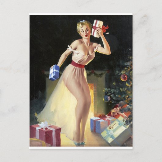 Die Geschenke schütteln Pin Up Postkarte (Vorderseite)