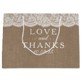 Die Geschenktaschen für die Burlap & Lace Wedding Große Geschenktüte (Vorderseite)