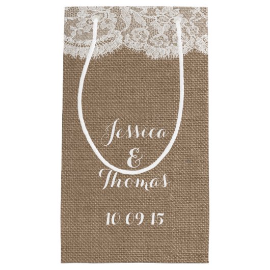 Die Geschenktaschen für die Burlap & Lace Wedding Kleine Geschenktüte (Vorderseite)