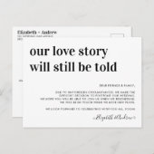 Die Geschichte der Hochzeitspause-Liebe wird immer Ankündigungspostkarte (Vorne/Hinten)