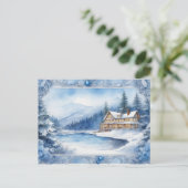 Die Geschichte des blauen Winters: Warme Wünsche h Einladungspostkarte (Stehend Vorderseite)