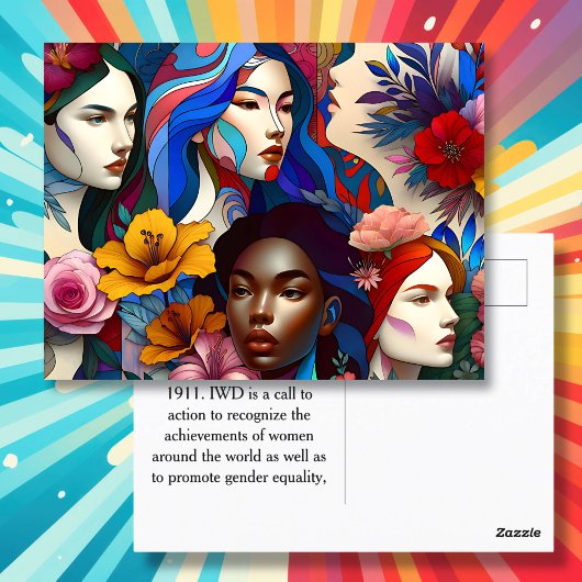 Die Geschichte des Internationalen Frauentags Postkarte