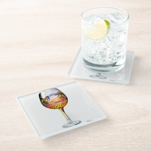 Die Geschichte des Weins Glasuntersetzer (Schrägansicht)