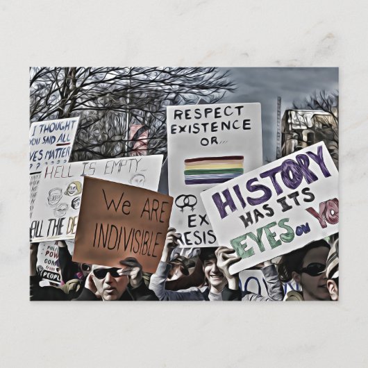 Die Geschichte hat ihre Augen Postkarte (Vorderseite)