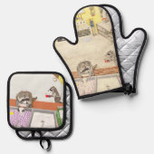Die Geschirrspüler Ofenhandschuh & Topflappen-Set (Vorderseite/Rückseite)