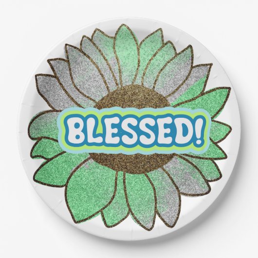 Die "gesegnete Blaublüte" ist ein einzigartiges un Pappteller (Vorderseite)