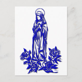 Die gesegnete Jungfrau Mary (mit blauen Rose) Postkarte