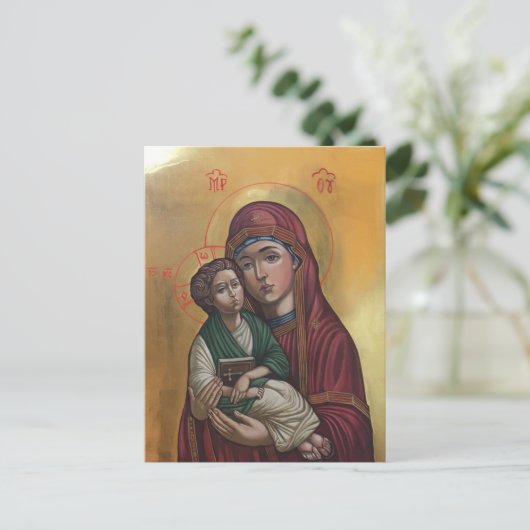 Die gesegnete Mutter Gottes-Symbol Postkarte (Stehend Vorderseite)