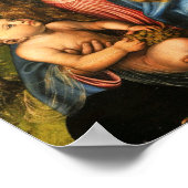 Die gesegnete Mutter Mary, die das Baby Jesus hält Poster (Ecke)