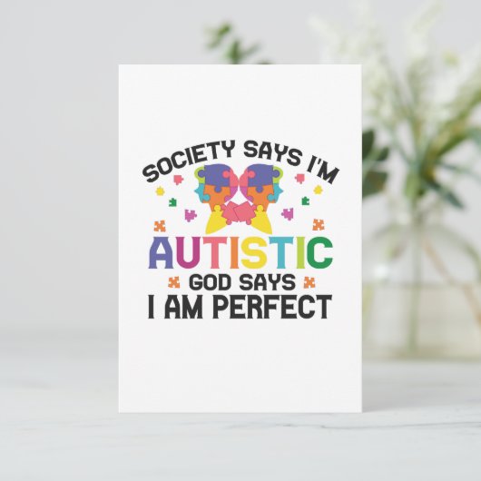 Die Gesellschaft sagt, ich bin Autistischer Gott s Dankeskarte (Stehend Vorderseite)