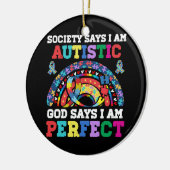 Die Gesellschaft sagt, ich_m Autistischer Gott sag Keramik Ornament (Links)