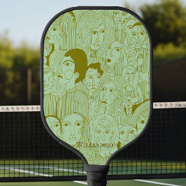 Die Gesichter des Art Olive on Mint Green Pickleball Schläger