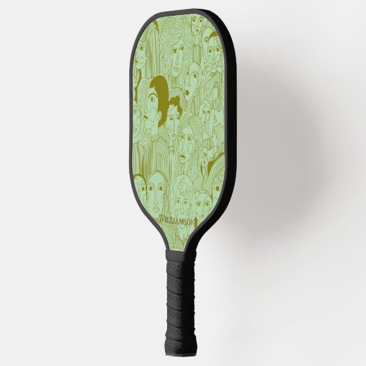 Die Gesichter des Art Olive on Mint Green Pickleball Schläger (Links)