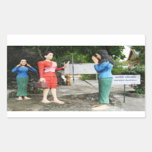 Die Gesichter hinter dem Rücken ziehen Rechteckiger Aufkleber