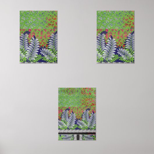 die Gestaltung eines grün-gelben Musters Bilderwand Sets (Vorderseite)